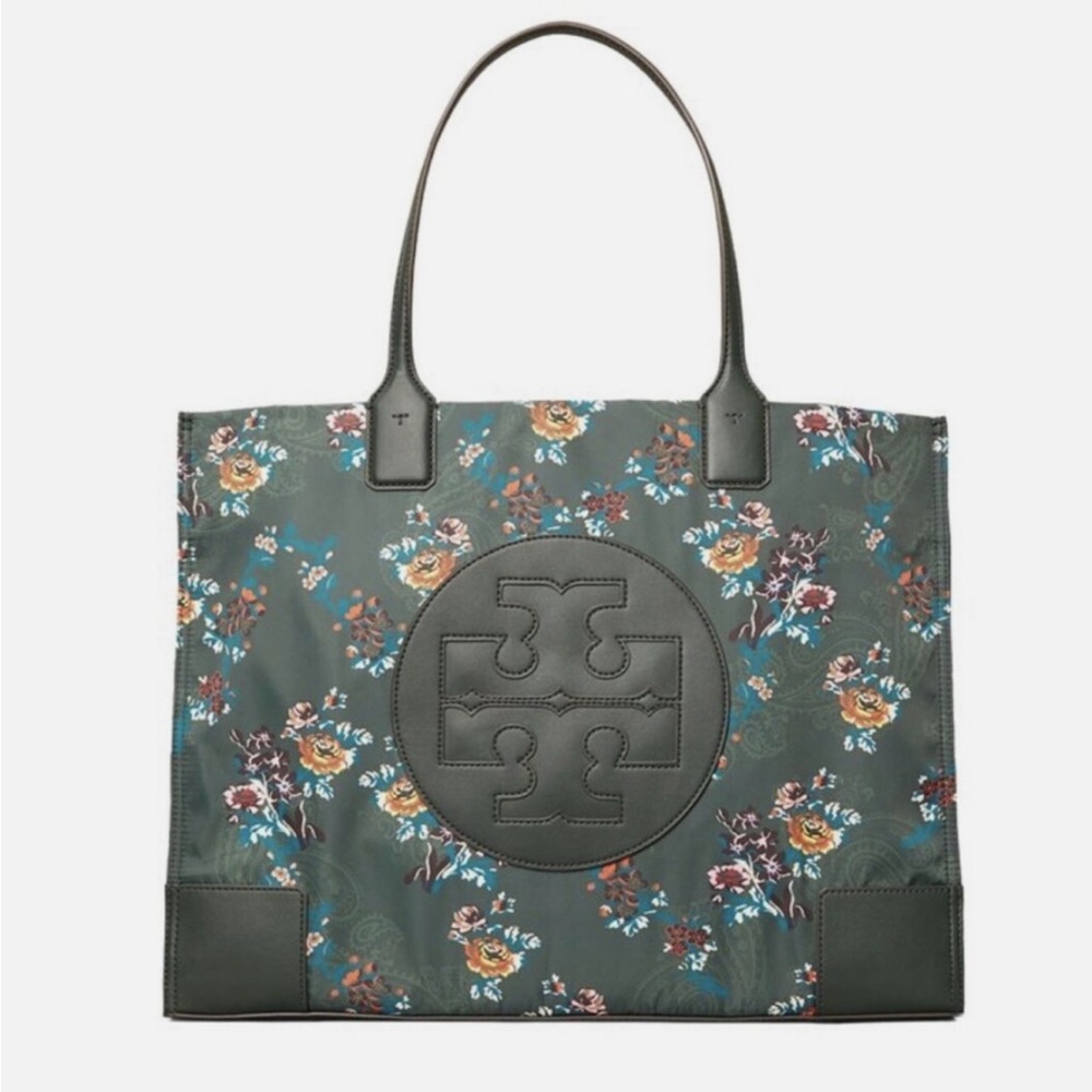 Tory Burch Nylon Ella Tote in Green French Paisley
